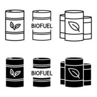 barril con biocombustibles. concepto de energía de biomasa. conjunto de barril con combustible ecológico. recursos alternativos sostenibles. energía renovable vector