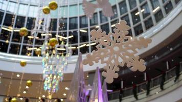 Select focus snowflake frozen ornament hanging. video