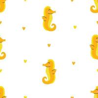 Seamless pattern with cute seahorse. Vector illustration