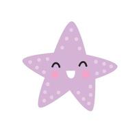 Cute purple starfish. Vector childish illustration