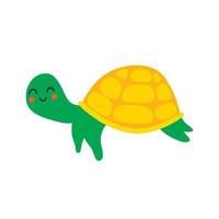 Cute sea turtle. Vector childish illustration