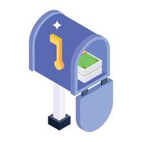 An isometric icon of mailbox vector