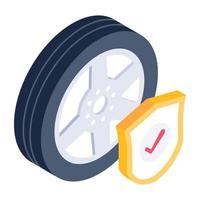 Trendy isometric icon of tire insurance vector