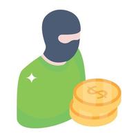 Trendy isometric icon design of robber vector