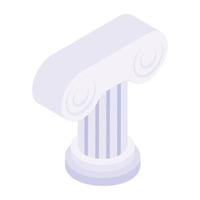 An isometric icon of ancient column vector