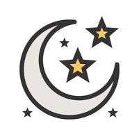 Moon and Stars Filled Line Icon vector