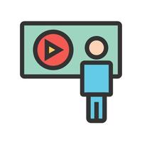 Video Lecture Filled Line Icon vector