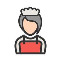 Girl as Waitress Filled Line Icon vector