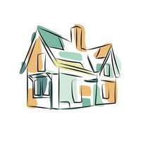 Line art house illustration vector. Background abstract rocket. Suitable for content campaign, social media, web, application