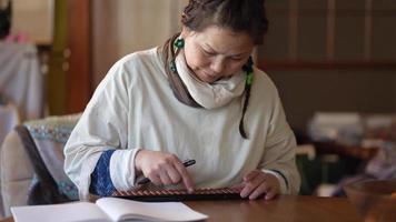 A woman who uses an abacus video