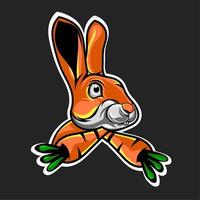 ilustración vectorial, conejo con zanahorias, muy adecuado para logotipos deportivos, logotipos de equipos, granjas vector