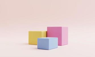 forma geométrica abstracta en colores pastel para el fondo de presentación del podio del producto. concepto de arte y color. representación de ilustración 3d foto
