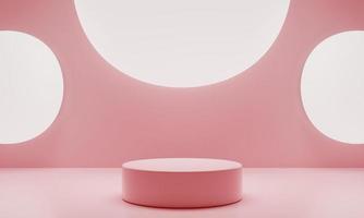 Abstract geometric shape in pink pastel colors for product podium presentation background. Art and Color concept. 3D illustration rendering photo