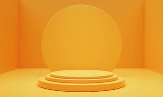 forma geométrica abstracta en color amarillo para el fondo de presentación del podio del producto. concepto de arte y color. representación de ilustración 3d foto