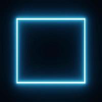 Square rectangle picture frame with blue tone neon color motion graphic on isolated black background. Blue light moving for overlay element. 3D illustration rendering photo