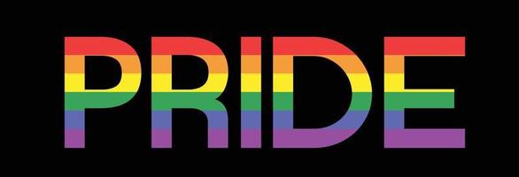 Pride with a text shape, rainbow color. LGBT pride symbol concept vector