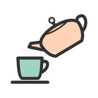 Pour Tea Filled Line Icon vector