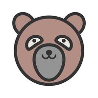 icono de línea llena de cara de oso vector