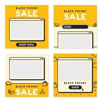 yellow flash sale template ad image and blank space for code text kawaii doodle cartoon vector