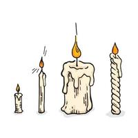 The candle flame is lit by a white candle retro old line art etching vector