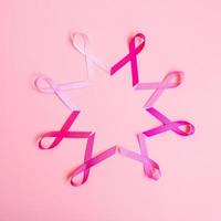 October Breast Cancer Awareness month, Pink Ribbon on pink background for supporting people living and illness. International Women, Mother and World cancer day concept photo