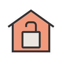 Unlocked House Filled Line Icon vector
