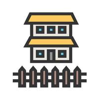 House with Fence Filled Line Icon vector