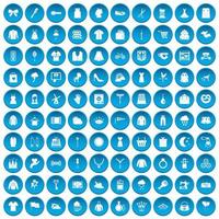 100 iconos de vestido azul vector