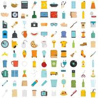 Garbage icons set flat vector isolated