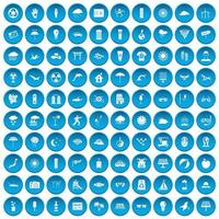 100 sun icons set blue vector