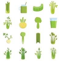 Celery icons set flat vector isolated