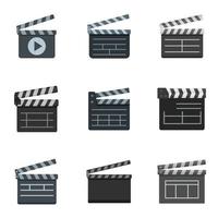 Clapper icons set flat vector isolated