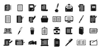 Writing icons set simple vector. Letter write vector