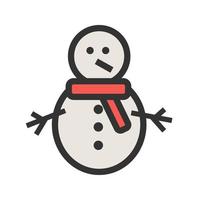 Snowman II Filled Line Icon vector