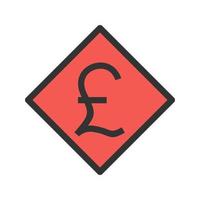 Pound Symbol Filled Line Icon vector