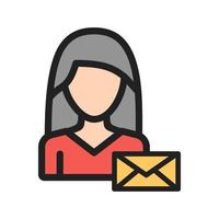 Woman with Envelope Filled Line Icon vector