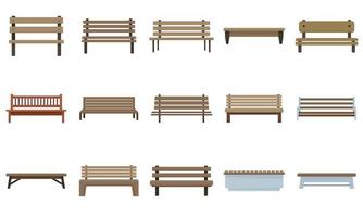 Bench icons set flat vector isolated