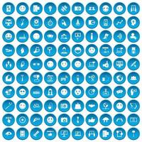100 iconos de redes sociales en azul vector