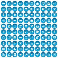 100 help desk icons set blue vector