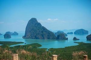 Scenery Phang Nga bay view point at Samet Nang She near Phuket in Southern, Thailand., landmark and popular for tourists attraction. Southeast Asia travel and tropical summer vacation concept photo