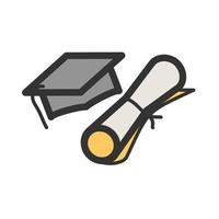 icono de línea llena de graduación vector