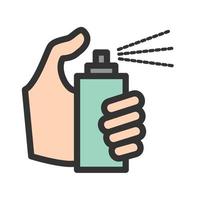 sosteniendo el icono de línea llena de botella de spray vector