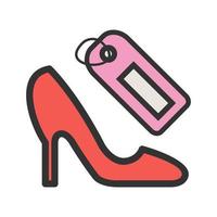 icono de línea llena de compras de zapatos vector