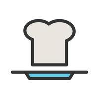 Chef Hat and Plate Filled Line Icon vector