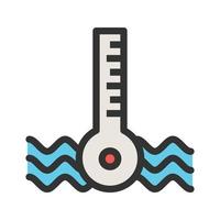 icono de línea llena de temperatura del automóvil vector