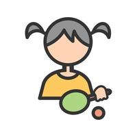 Playing Table Tennis Filled Line Icon vector
