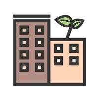 icono de línea llena de edificio ecológico vector