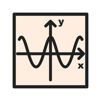 Cosine Graph Filled Line Icon vector