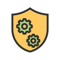 Shield Settings Filled Line Icon vector