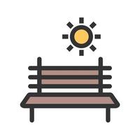 Bench in Park Filled Line Icon vector